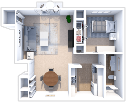 1 bedroom, 1 bath Cedar floor plan at Ashton Pines apartments